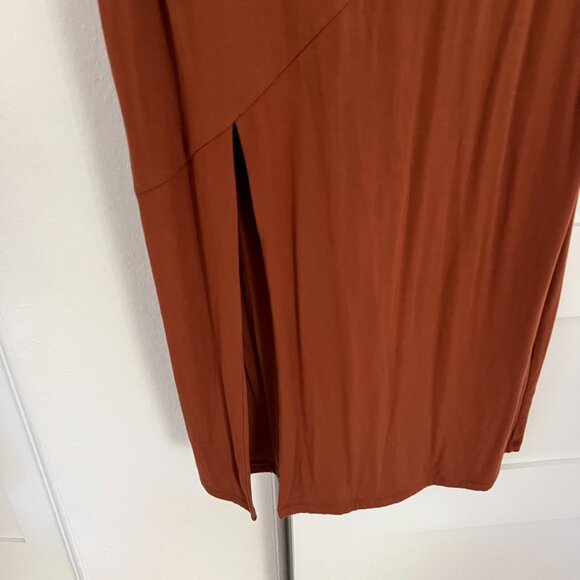 Good American asymmetric neck midi dress tortoise shell size womens 4 - Picture 3 of 6